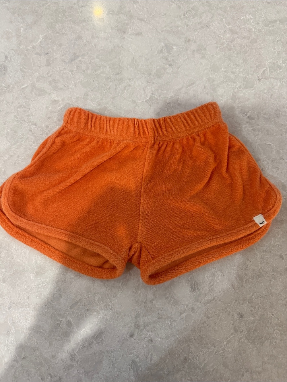 Girls' Orange Terry Shorts with Elastic Waist